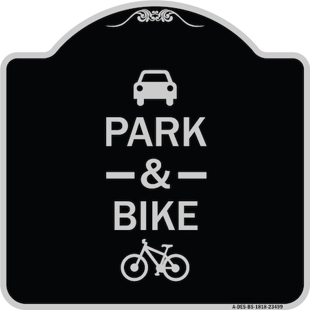 Signmission Park & Ride With Bicycle Graphic Heavy-Gauge Aluminum Architectural Sign, 18" x 18", BS-1818-23499 A-DES-BS-1818-23499